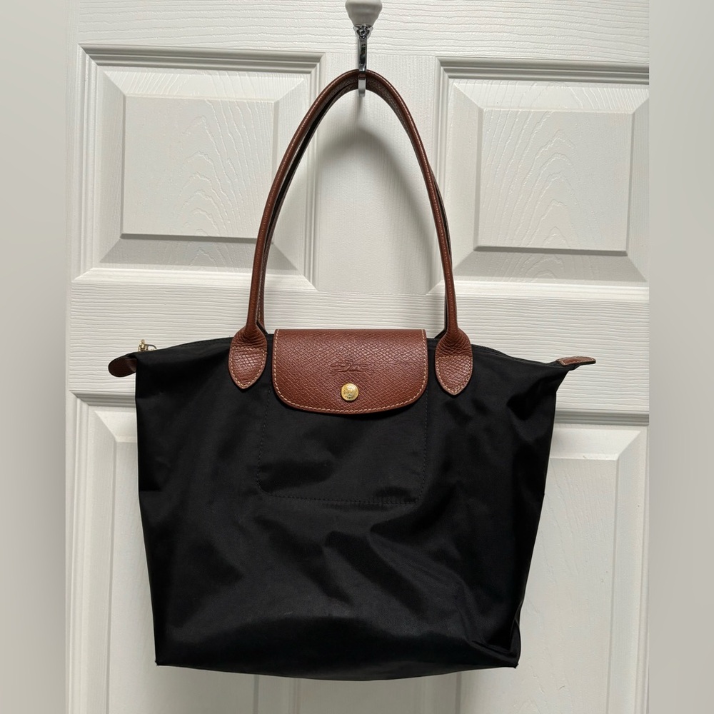 Longchamp Black and Brown Shoulder Bag